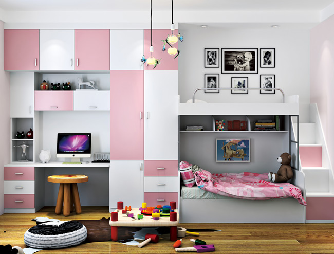 二胎開放上下床裝修效果,上下床怎么挑選?
